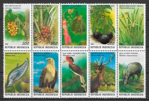 filatelia fauna y flora Indonesia 1997