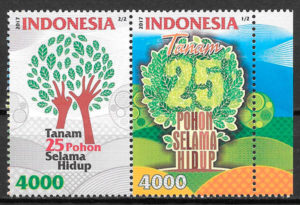 colección sellos flora Indonesia 2017