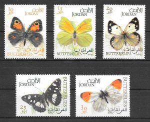 colección sellos mariposas Jordania 2007