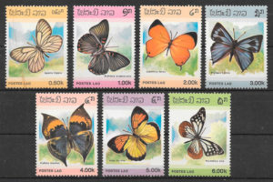 filatelia mariposas Laos 1986