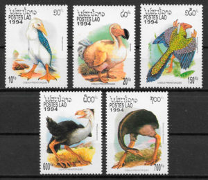 filatelia colección fauna prehistórica Laos 1994