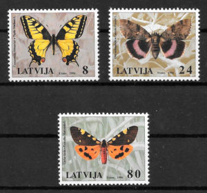 filatelia mariposas Letonia 1996