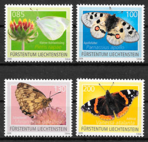 sellos mariposas Liechtenstein 2009