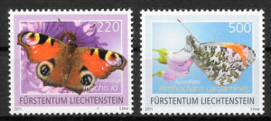 sellos mariposas Liechtenstein 2011