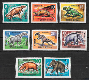 filatelia colección dinosaurios Mongolia 1967