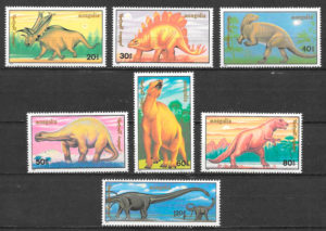 COLECCIÓN SELLOS dinosaurios Mongolia 1990