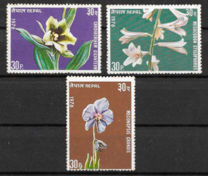 filatelia colección flores Nepal 1977