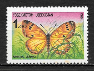 filatelia mariposas Ozbekistan 1992