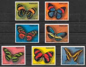 sellos mariposas Paraguay 1973