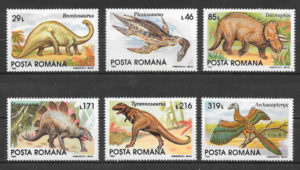 filatelia coleccion dinosaurios Rumania 1993