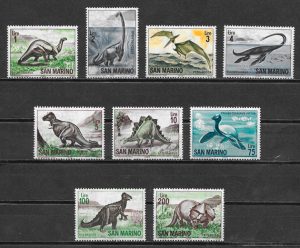 colección sellos dinosaurios San Marino 1965