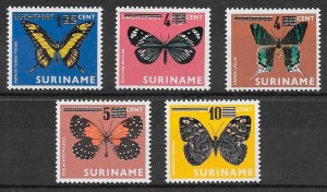 colección sellos mariposas Surinam 1977