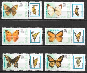 sellos mariposas Viet Nam