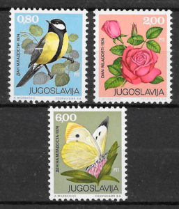 colección sellos fauna y flora Yugoslavia 1974