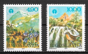 sellos fauna y flora Yugoslavia 1977