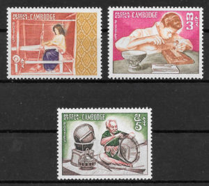 sellos arte Camboya 1965