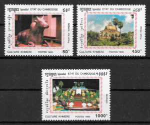 colección sellos arte Camboya 1993