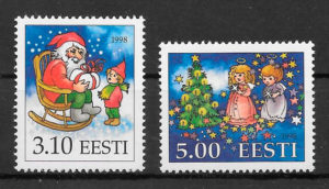 sellos navidad Estonia 1998