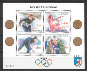 filatelia deporte Noruega 1990