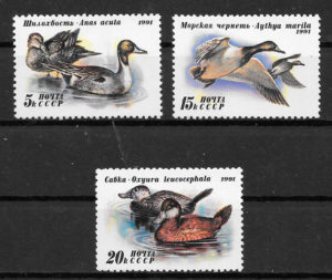 colección sellos fauna Rusia 1991