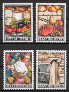 colección sellos frutas Grecia 1980