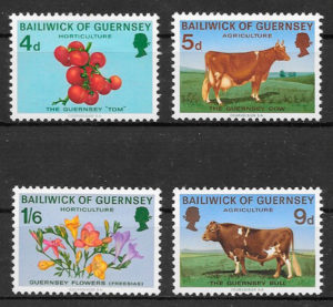 selos 1970 frutas Guernsey