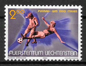 filatelia colección fútbol Liechtenstein 1990