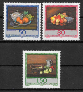 filatelia colección frutas Liechtenstein 1990