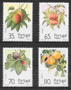 sellos frutas Portugal Madeira 1991