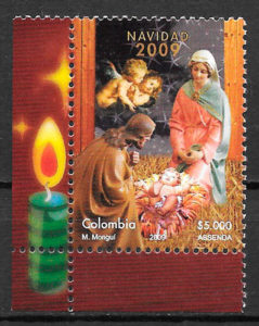 colección selos navidad Colombia 2009