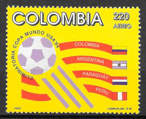 filatelia colección fútbol Colombia 1993