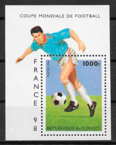 filatelia colección fútbol Congo 1996