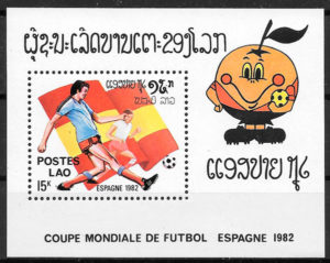 filatelia colección fútbol Laos 1982