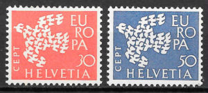 filatelia Europa Suiza 1961