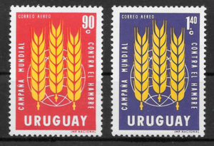 filatelia colección frutas Uruguay 1963