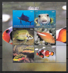 filatelia colección fauna Burundi 2011