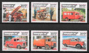 colección sellos transporte Camboya 2001