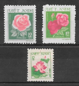 filatelia colección rosas Viet Nam 1980