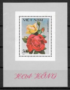 colección sellos rosas Viet Nam 1987