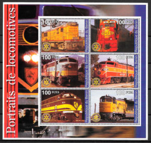 filatelia colección trenes Benín 2002