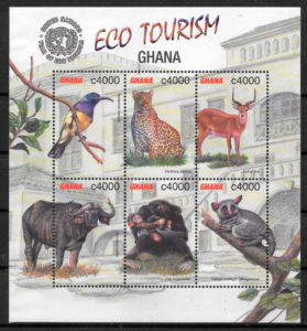 filatelia colección fauna Ghana 2002