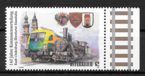 colección sellos trenes Austria 2012