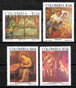 filatelia pintura Colombia 1975