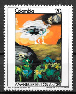 colección sellos pintura Colombia 1983