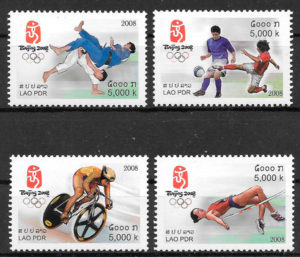 filatelia colección olimpiadas LAOS 2008