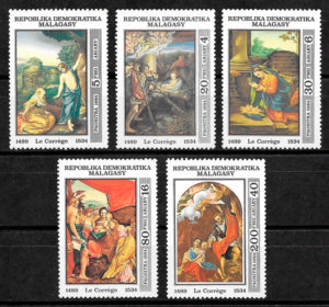 sellos pintura Madagascar 1984