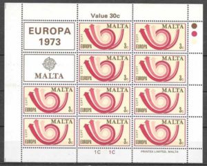 filatelia Europa Malta 1973