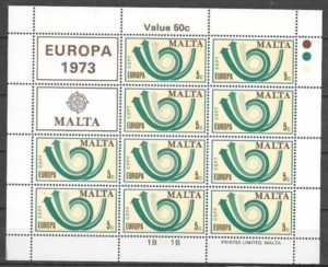 filatelia Europa Malta 1973