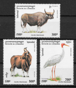 sellos fauna Camboya 1995