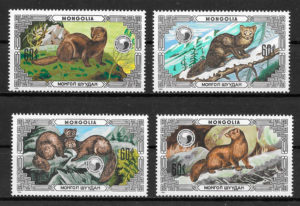 colección sellos fauna Mongolia 1986